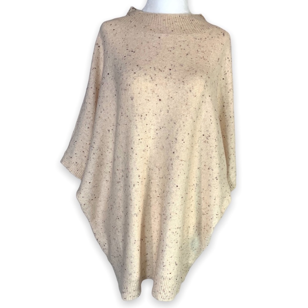 LOFT Outlet Women L Soft Cream Dolman Sleeve High Neck Pullover Sweater Speckled